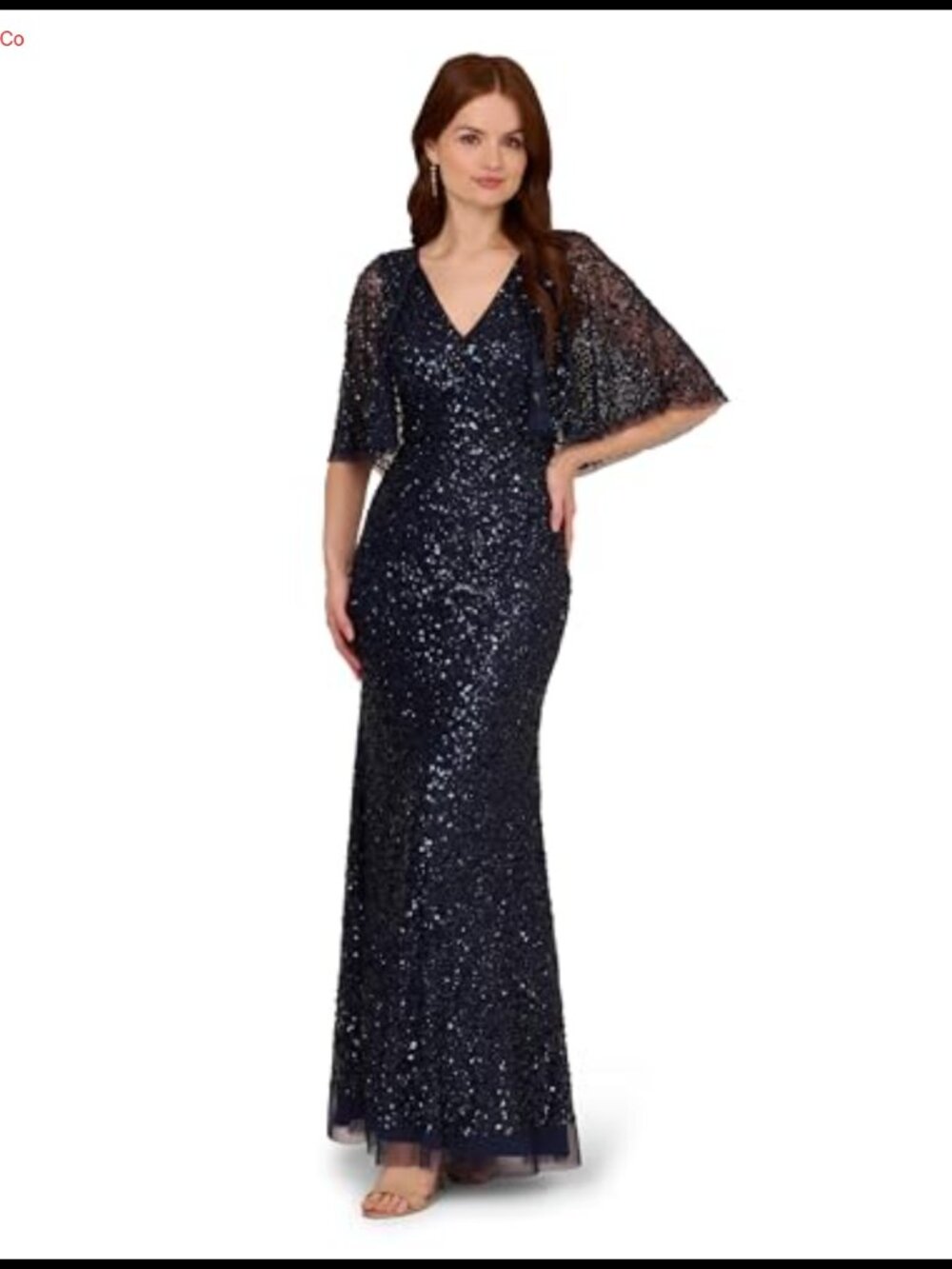 Formal Beaded Mesh Cape Long Mermaid Dress Sequin Evening Gown